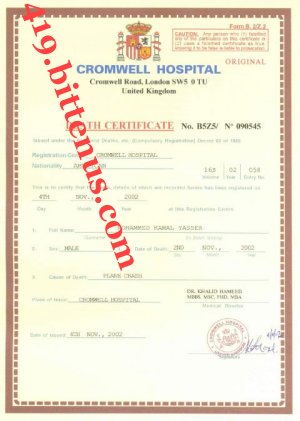 MY LATE CLIENTS DEATH CERTIFICATE